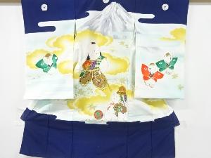 御所人形に富士模様刺繍紋付男児着物